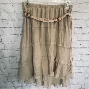 BCX cream bohemian ruffled skirt